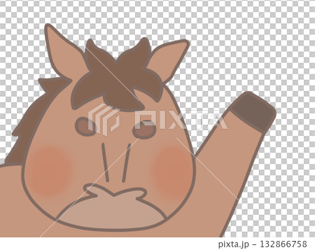 Illustration of a horse raising its front legs, dark brown Illustration of a horse raising its front legs, dark brown 132866758