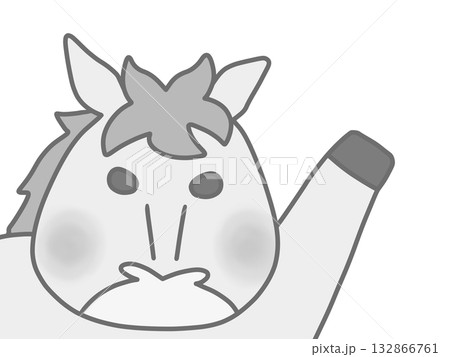 前足を挙げている馬のイラスト　グレー 132866761