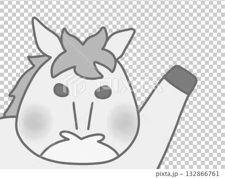 前足を挙げている馬のイラスト　グレー 132866761