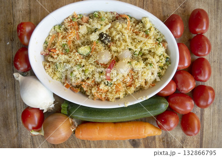 couscous and vegetable salad 132866795