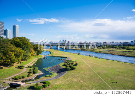 新二子橋から見た兵庫島公園 新二子橋から見た兵庫島公園 132867443