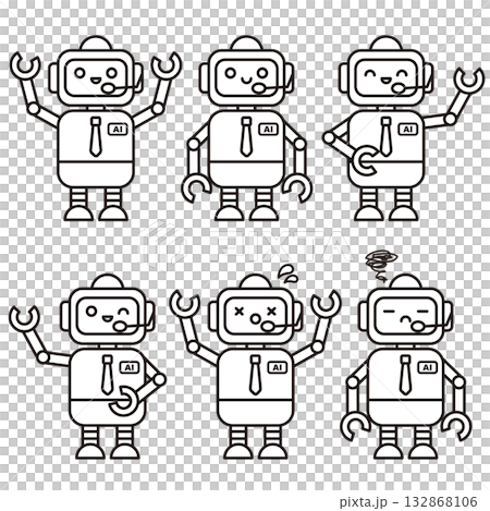 かわいいAIロボットの表情セット 132868106