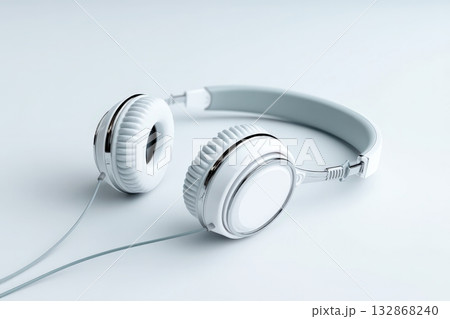 Creating a Mbius strip cable design using white audio headphones 132868240