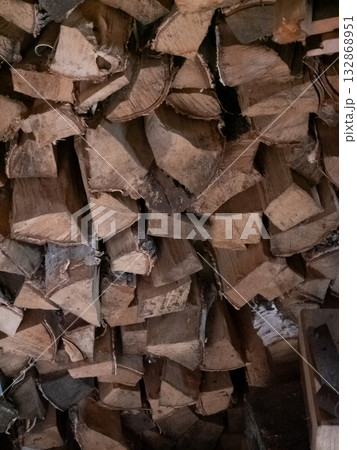 Stacked Firewood Ready for Winter's Chill 132868951
