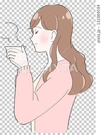 婦女飲用的茶的例證 132869584