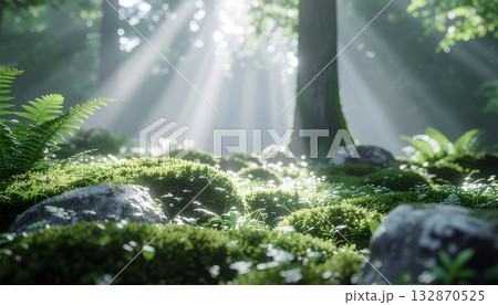木漏れ日の差す森の背景1 木漏れ日の差す森の背景1 132870525