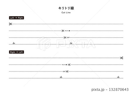 キリトリ線のセット はさみ 切り取り線 キリトリ線のセット はさみ 切り取り線 132870643