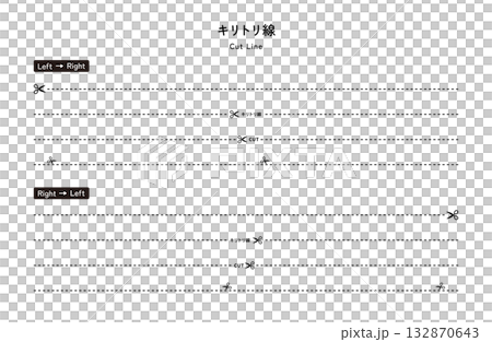 キリトリ線のセット はさみ 切り取り線 キリトリ線のセット はさみ 切り取り線 132870643