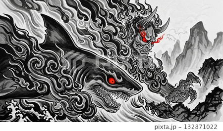 サメと鬼 132871022