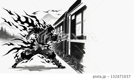 駆け込み乗車をする忍者 駆け込み乗車をする忍者 132871037