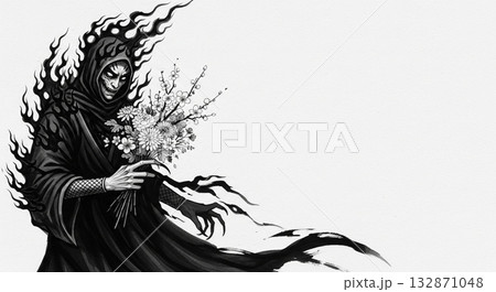 お花を持つ忍者 132871048