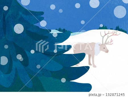 雪とトナカイ 132871245