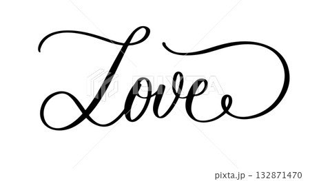 Elegant calligraphy word Love in romantic French inspirational style for wedding and home decor 132871470