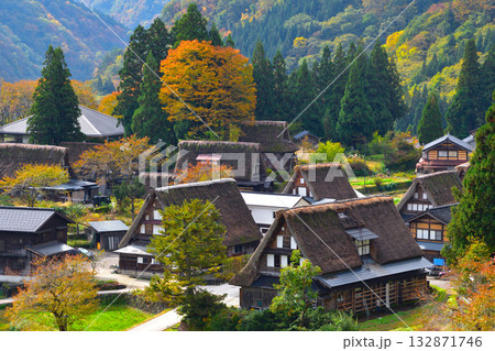 秋　五箇山　相倉合掌集落 132871746