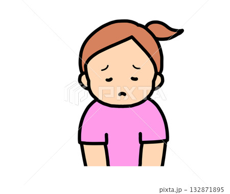 悲しい　茶髪の女の子 132871895