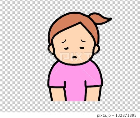 悲しい　茶髪の女の子 132871895