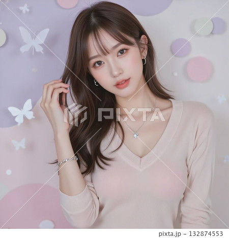 美しい女性の横顔 132874553