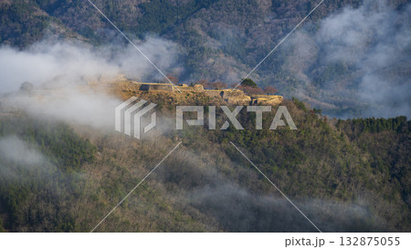 兵庫県朝来市の竹田城と雲海 132875055