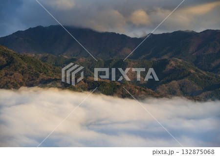 兵庫県朝来市の竹田城と雲海 132875068