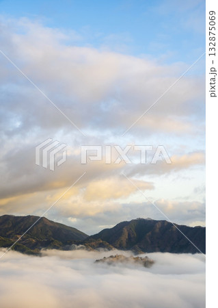 兵庫県朝来市の竹田城と雲海 132875069