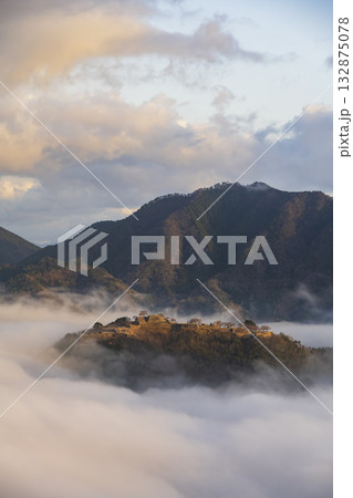 兵庫県朝来市の竹田城と雲海 132875078