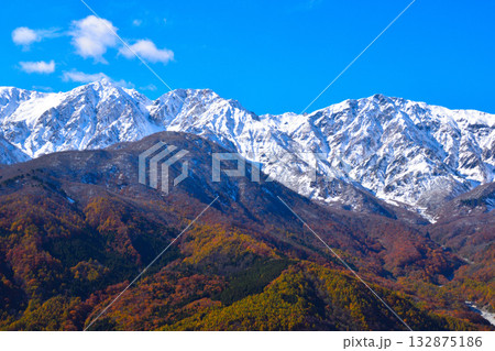 秋 白馬連峰 白馬三山 白馬鑓ヶ岳 杓子岳 白馬岳 秋 白馬連峰 白馬三山 白馬鑓ヶ岳 杓子岳 白馬岳 132875186