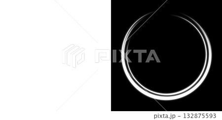 透明背景と黒背景の白い発光アークリング 透明背景と黒背景の白い発光アークリング 132875593