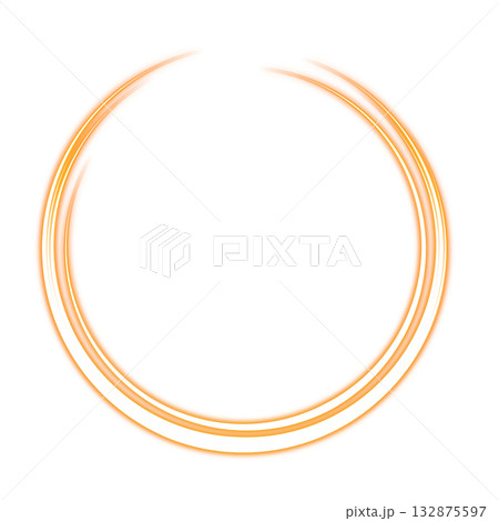 透明背景のオレンジ色の発光アークリング 132875597