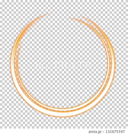 透明背景のオレンジ色の発光アークリング 132875597