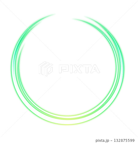 透明背景の緑色の発光アークリング 132875599