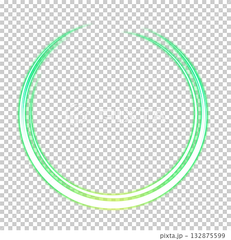 透明背景の緑色の発光アークリング 132875599