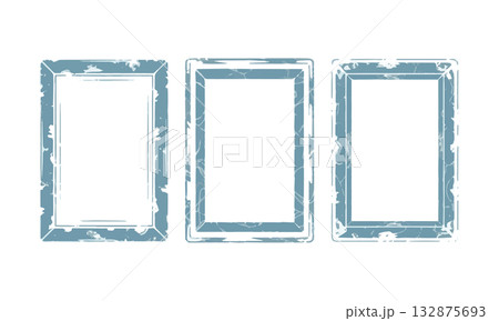 Decorative blue picture frames in various sizes set against a plain background Decorative blue picture frames in various sizes set against a plain background 132875693