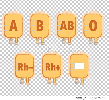 血液型・輸血パック・血小板のアイコンイラスト 血液型・輸血パック・血小板のアイコンイラスト 132875985