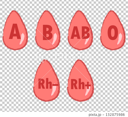 Blood type and liquid drop illustration Blood type and liquid drop illustration 132875986