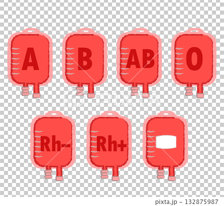 Blood type and transfusion pack icon illustration 132875987