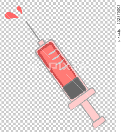 血液が入った注射器のシンプルンなイラスト 血液が入った注射器のシンプルンなイラスト 132876002