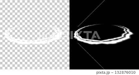 Electric arc rings with white depth on transparent and black backgrounds Electric arc rings with white depth on transparent and black backgrounds 132876010