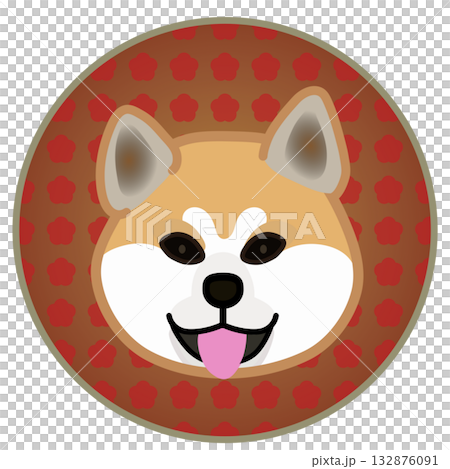 秋田犬臉部,圓形裝飾背景 秋田犬臉部,圓形裝飾背景 132876091