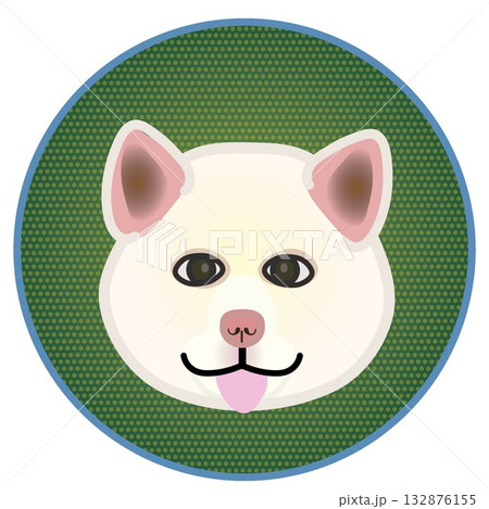 円形飾り背景のついた秋田犬の顔 132876155