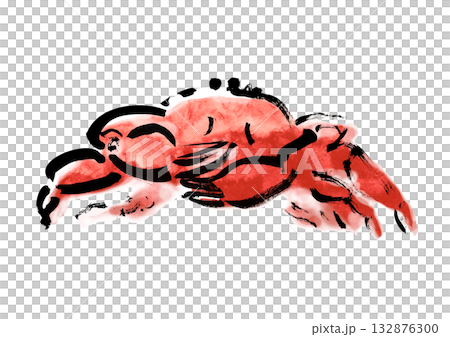 Snow crab Japanese style brush drawing illustration 132876300
