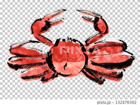 ズワイガニ 和風筆書きイラスト ズワイガニ 和風筆書きイラスト 132876302
