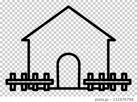 Simple icon of a house with a fence Simple icon of a house with a fence 132876798