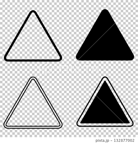 角丸三角形のアイコンセット - 塗りつぶしとアウトライン 角丸三角形のアイコンセット - 塗りつぶしとアウトライン 132877002