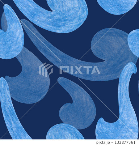 Seamless pattern depicting a stylized wind or winter pattern. Pencil drawing on a dark blue background. Seamless template for packaging, textiles, wallpaper, tableware. Seamless pattern depicting a stylized wind or winter pattern. Pencil drawing on a dark blue background. Seamless template for packaging, textiles, wallpaper, tableware. 132877361