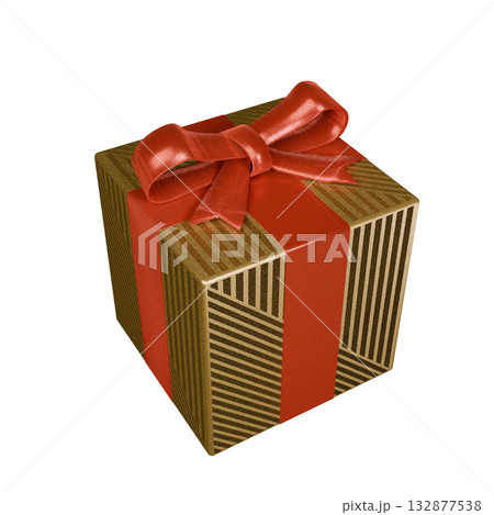 クリスマスの金色のプレゼント　透過 132877538