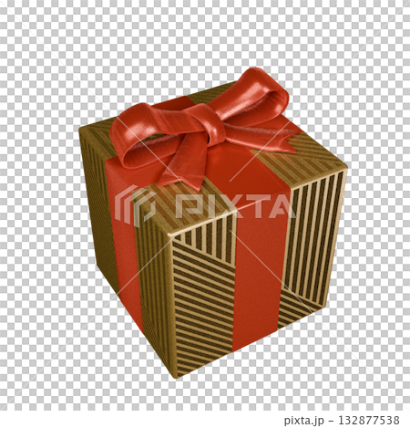 クリスマスの金色のプレゼント　透過 132877538