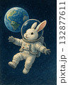 宇宙飛行士になったうさぎの宇宙遊泳 132877611