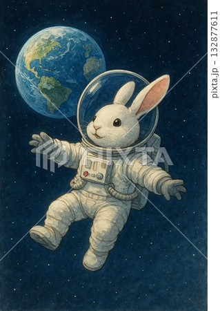 宇宙飛行士になったうさぎの宇宙遊泳 宇宙飛行士になったうさぎの宇宙遊泳 132877611