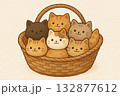 バスケットに入った猫のパン 132877612