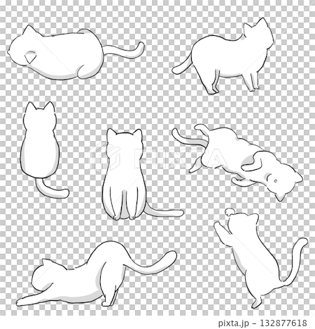 Simple white cat pose set Simple white cat pose set 132877618
